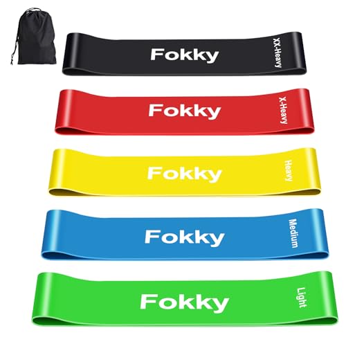Fitnessbänder [5er Set], 5 Unterschiedlicher Stärke Widerstandsbänder, Hautfreundlich Resistance Bands, Gymnastikband mit Tragebeutel für Muskelaufbau, Yoga, Pilates, Crossfit, Cardio