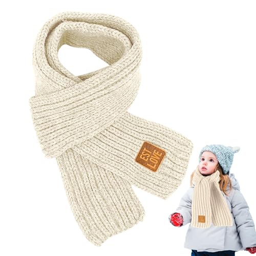 LXYYDS Gestrickter Schal Kinder, Kinder Schal, Kinder Winter Strickschal, Kinder Strickschal Wollschal, Kinderschal Winter, Baby Schal, Winter Strickschal für Mädchen und Jungen 2–10 Jahren (White)