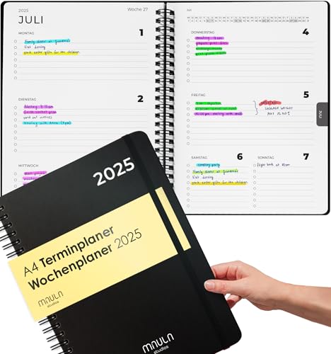 Terminplaner 2025 - Kalender 2025 A4 - Wochenplaner 2025 für mehr Organisation - Terminkalender 2025 mit Feiertagen - Minimalistischer Planer 2025 - Wochenkalender 2025 - Taschenkalender 2025 A4