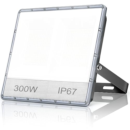 YIQIBRO LED Strahler Außen 300W, 2 in 1 LED Fluter 30000LM Superhell Aussenstrahler, 7000K Kaltweiß LED Scheinwerfer mit LED Trafo, IP67 Wasserdicht Außenbeleuchtung für Garten Garage Hof Sportplatz