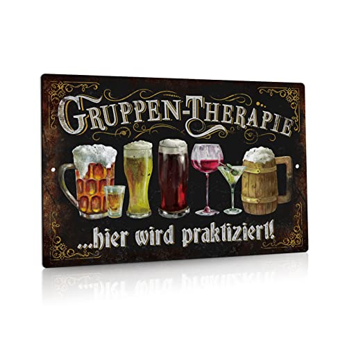 Putuo Decor Lustige Bar Zeichen, Gruppen-therapie hier wird praktiziert, Vintage Metall Wandschild für Haus, Café-Bar, Club, 20x30cm