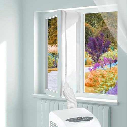 Yulado 300cm Klimaanlage Fensterabdichtung,Fensterdichtung Für Klimaanlage, Hot Air Stop Geeignet für Fenster, Flügelfenster, Dachfenster, Kein Bohren, Weiß