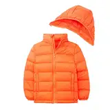 Daunenjacke Kinder Steppjacke Kapuze Oberbekleidung Übergangsjacke für Jungen Mädchen Orange 140