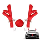 Auto-Rentier-Kostüm, Auto-Rudolf-Nasen-Set, Weihnachts-Auto-Kostü , Weihnachts-Auto-Rentier-Kopfbedeckung, Auto-Rentier-Verkleidungsset, Fahrzeug-Weihnachtsgeweih, Auto-Geweih-Dekorationen für Auto, V