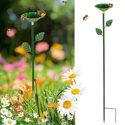 Bee and Butterfly Water Feeder with Flower Design, Bee Watering Station Metal Bee Cups for Garden Flower Design Water Feeder for Thirsty Pollinators Bee Water Feeder for Outdoor Garden Yard Decor(Grün