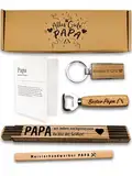 Bester Papa Geschenkset - mit Bieröffner, Zollstock, Bleistift und Schlüsselanhänger | Geschenke für Väter | geburtstagsgeschenk für männer | bester papa geschenke | geschenk box (Papa)