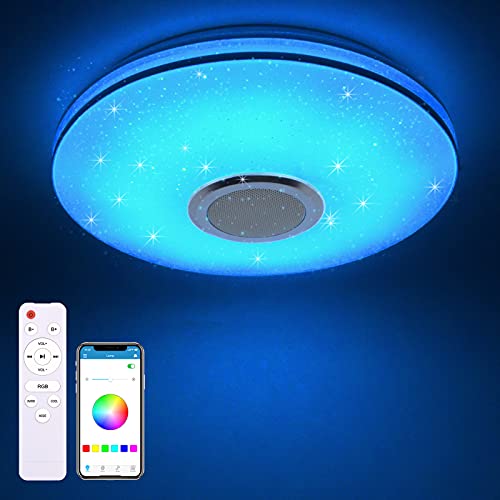 MILFECH 36W LED Deckenleuchte Dimmbar mit Bluetooth Lautsprecher, Fernbedienung und APP-Steuerung, LED Deckenlampe mit RGB Farbwechsel, Musik für Schlafzimmer Kinderzimmer Wohnzimmer