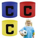 3 Stück KapitäNsbinde FußBall Sport, Mehrfarbig Elastich Verstellbare Kinde Capitan ArmbäNder SpielfüHrerbinde Junior Vereine C Armbinden für FußBall, Rugby und Anderen Mannschafts Sportarten