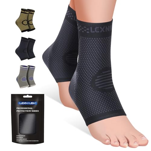 2 Stück Sprunggelenkbandage, Professionelle Knöchelbandage für Damen/Männer Kompressionssocken Fußbandage für Plantarfasziitis, Arthritis, Verstauchte Knöchel, Achillessehne, Gelenkschmerzen, Sport