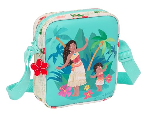 Safta M222 612442222, VAIANA kleine Umhängetasche, Kindertasche, ideal für 5 bis 14 Jahre, bequem und vielseitig, Qualität und Widerstandsfähigkeit, 16 x 4 x 18 cm, Beige/Blau, Unisex, Kinder,