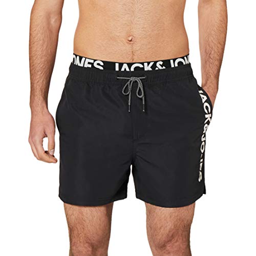 JACK & JONES Aruba Swim Shorts Herren Badehose, Farbe:Black (Logo), Größe:XL