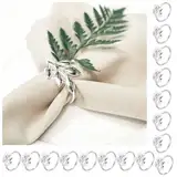 16 Stück Serviettenringe Silber, Metall Serviettenschnallen, Blätter Serviettenhalter, Elegante Servietten Schnallen, Napkin Rings für Thanksgiving Hochzeitsfeier Familienessen Ostern Tischdekoration