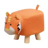 Milageto Kinder-Fußhocker, Ottomane, rutschfest, Tierform, Cartoon-Design, süße Fußstütze, Sitzkissen, Stuhl für Kinderzimmer, Innenbereich, Spielzimmer, Orange Tiger