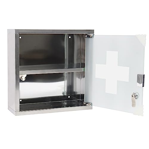 JOIEYOU Medizinschrank, Apothekerschrank aus Edelstahl, Medikamentenschrank mit 2 Fächer, Arzneischrank hängend Medikamenten Aufbewahrung - 30x12x30 cm