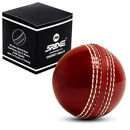 5RIDGE Cricketbälle für Training, Coaching, Übung und hervorragende Sprungfähigkeiten, weicher Moosgummi-Cricketball mit langlebigen, traditionellen Nähten, genäht für alle Altersgruppen (rot)