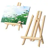 BREANIFULL Tisch Staffelei Holz Leinwand Ausstellung (2er Pack) - 30 x 19 cm Bilderrahmen Display Holzstaffelei Bild Ständer Aus Vollholz für Gemälde, Kinder Kunst & Handwerk