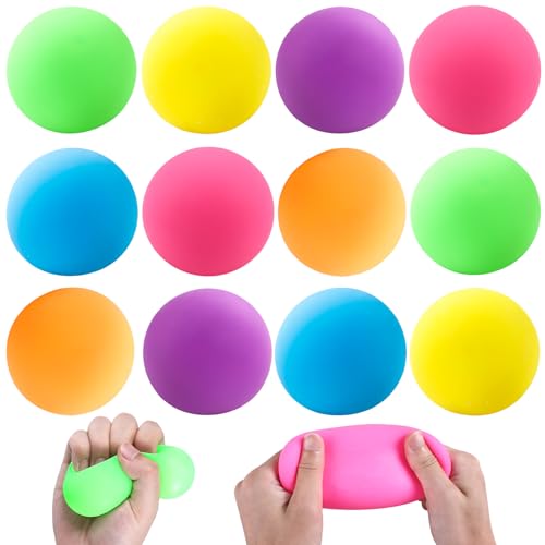 DIYDEC 12 Stück Stress Balll, 6cm Squishy Anti Stress Squeeze Bälle für Kinder und Erwachsene Stress, Angst abbauen und Beruhigung