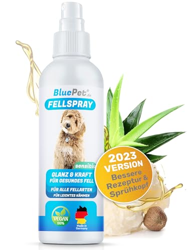 BluePet Entfilzungsspray Hunde & Katzen Fellpflege Made In Germany - Anti Filz Spray - Fellspray für Hunde & Katzen - Verfilzung und Knoten Entfernen - Aloe Vera, Shea-Butter & Jojobaöl