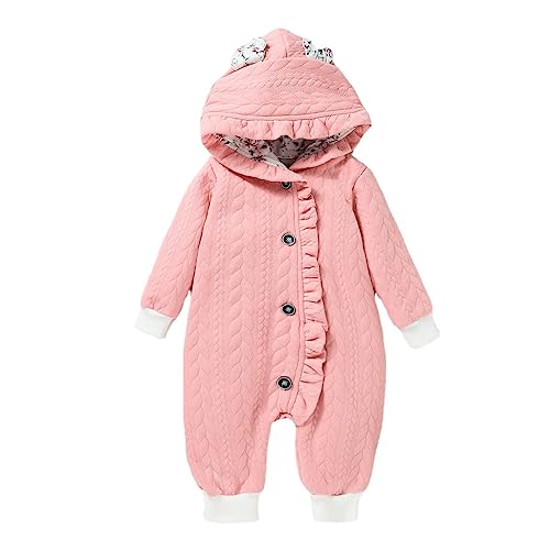 Yoolhamy baby Mädchen Schneeanzug mit Kapuze Strampler Einteiler Jumpsuit Warm Herbst Winter Kleidung für Neugeborene Outfit Bodysuit