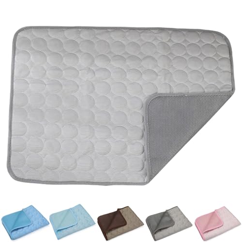 KWHEUKJL Chillpaw - Pet Cooling Pad, 2024 New Pet Cooling Pads, Cat Dog Cooling Mat Bed, Ice Silk Self Cooling Pet Sleep Mat, Can Be Used on The Floor/Sofa/Bed (L-70 * 55cm,Gray)