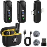 LIUWID Lavalier Mikrofon Wireless,Mit LED Bildschirmanzeige und Ladebox für iPhone/iPad/Type-C Android,Plug & Play, Rauschunterdrückung,2.4GHz Auto Sync, Mini Mikrofon für TikTok YouTube Videos Vlog