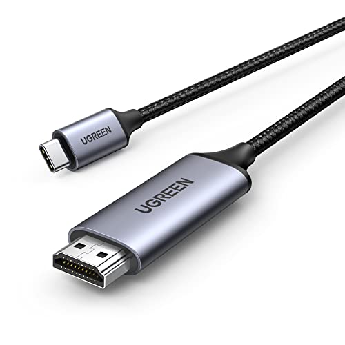 UGREEN USB C auf HDMI Kabel 4K 60Hz 2m Thunderbolt 3/USB C 3.1 HDMI Kabel UHD Geflochten-Aluminium kompatibel mit iPhone 15 MacBook Pro 2021 iPad Pro/Air, Galaxy S23 Ultra usw. (2M)