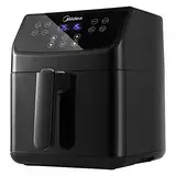 Midea MF-CN55A2 Heißluftfritteuse 5,5 L XXL Friteuse airfryer,Digitalem Display, 8 verschiedene Programmen, freie Temperaturwahl von 30 bis 200℃, 1700W, Schwarz