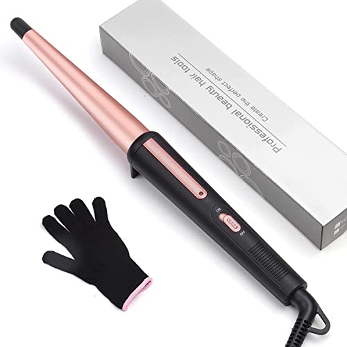 Lockenstab Haarcurler Keramik Beschichtung, 13mm-25mm Lockenwickler, Lockenstäbe mit LCD Display, 100 ℃ -230 ℃ Curling Iron, mit Handschuh Haarspange (feste Temp)