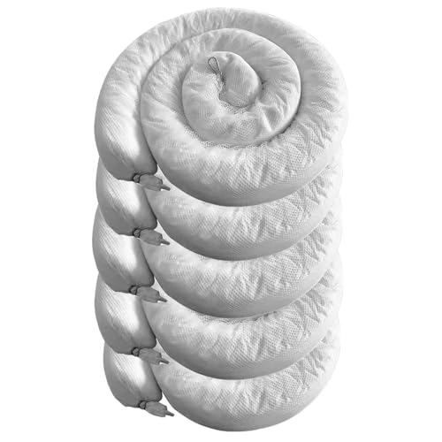 NIANTONG Öl Absorbierende Jeweils Spill-Kit Ölbindeschlauch 3mx12,7cm(L x D),Saugstarke Saugschlange für Öl,Kraftstoff,Flüssigkeiten auf Kohlenwasserstoffbasis(Size:Pack of 5,Color:Weiß)