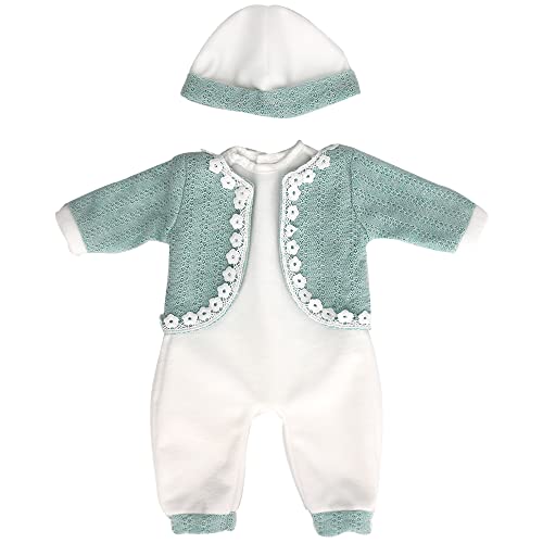 ZWOOS Puppenkleidung für Babypuppen 35-43 cm, Grün Süßes Outfit mit Hut kompatibel mit New Born Baby, Puppen, Geschenke für Mädchen, Kinder