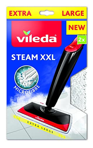 Vileda Steam XXL Mikrofaser Ersatzpads, Dampfreiniger Ersatzbezüge, Reinigung großer Flächen, entfernt bis zu 99,9% der Bakterien und Viren, für alle Böden, 2er Pack Weiß