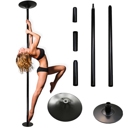 TRUTZHOLM Pole Dance Tanzstange Profi in schwarz oder chrom ca. 231-274 cm Ø 45 mm Static & Spinning ohne Bohren Fitness (schwarz)