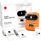 Phomemo M110 Bluetooth Etikettendrucker, Tragbarer Beschriftungsgerät Selbstklebend mit 3 Etikettenrollen,Barcode Etikettendrucker für,Einzelhandel,Büro und kleine Unternehmen - Orange