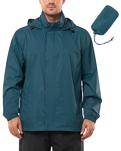 Outdoor Ventures Regenjacke Herren Wasserdicht Ultraleichte Dünne Faltbare Regenmantel Atmungsaktiv Fahrrad Regenjacke Sport Marokkanisches Blau XL