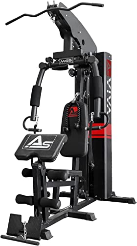 Kraftstation AsVIVA MG5 40in1 für Zuhause | Hochwertige Fitnessstation mit Seilzug | Multigym mit Butterfly Latzug | Kraftstation Einschließlich 73 kg Gewichte | Max. Gewichtsbelastung 130 kg