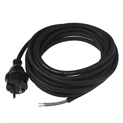 as - Schwabe Bohrmaschinen-Anschlussleitung - 3 m Gummi-Anschlussleitung H07RN-F 2x1,5mm – Konturenstecker mit Leitung – Adapter-Kabel mit Aderendhülsen – Baustellen & Gewerbe – IP44 - Schwarz, 70556