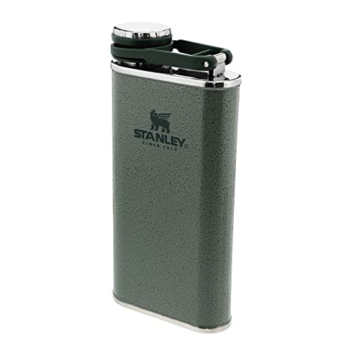 Stanley Classic Wide Mouth Flask 236 ml mit Never-Lose Kappe - Edelstahl Flachmann mit Weiter Öffnung zum Einfachen Befüllen und Einschenken - BPA-Frei - Hammertone Green