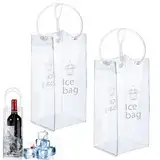 Flaschenkühler Eistasche Kühltasche, 2 Stück PVC Flaschenkühler Tasche Transparent, Ice Bag Wein, Flaschenkühler Ice Bag, Flaschen Kühler, Auslaufsicher Wein Kühlmanschette mit Griff,für Bier,Getränke