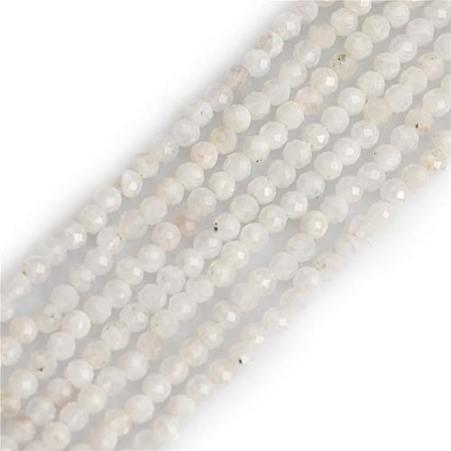 SHGbeads Natürlicher Mondstein Edelstein facettierter runder Abstandshalter 3 mm Halbedelsteine lose Perlen für Schmuckherstellung, 38,1 cm