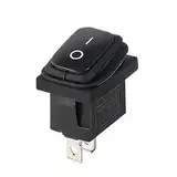 Wasserdichter IP65 Mini-Kippschalter, Geräteschalter 250V 6A, 125V 10A AC, KCD1 (6V 9V 12V 24V 125V AC/DC), schwarz rechteckig 19 x 13 mm, 2-polig EIN/AUS