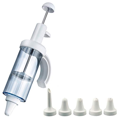 Westmark Garnier- und Krapfenspritze, Mit 5 Tüllen, Füllmenge: 180 ml, Kunststoff/Rostfreier Edelstahl, Transparent/Weiß, 31162260