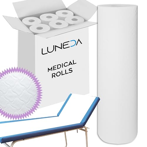 LUNEDA 6 medizinische Bettlaken für Kinderbetten, Ärzte, Kosmetiker, Massage, Physiotherapeuten, weich, professionelle Rolle, hergestellt in Italien, aus doppeltem Zellulose-Papier, Höhe 60 cm (Set