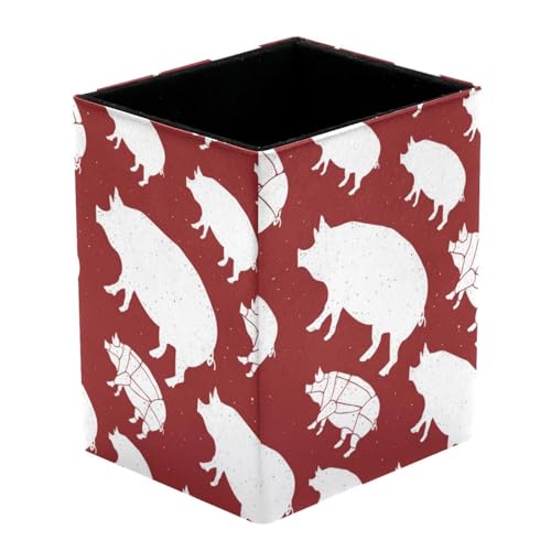 VAPOKF Stiftehalter für Schreibtisch, Schweinebauernhof, Tier-Silhouette, Drucke, Stifthalter, Stiftehalter, Make-up-Pinsel, Aufbewahrung, Schreibtisch, Schreibwaren, Organizer für Home Office