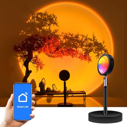 GY Mesh Sunset Lamp,Smart Sonnenuntergang Lampe mit Bluetooth Mesh Technologie,360° WIFI Sunset Projektionlampe Farbwechsel mit Musiksynchronisation Lampe für Tiktok,Wohnzimmer-Dekoration, APP Control