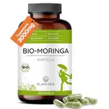 Bio Moringa Kapseln I 3000mg Tagesdosis I 180 Moringa-Kapseln hochdosiert I laborgeprüft I Bio Moringa Pulver I veganes Moringa-Präparat I Ohne Zusätze I PlantDEA
