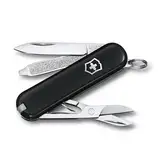 Victorinox Schweizer Taschenmesser, Klein, Classic SD, Multitool, Swiss Army Knife, Geschenk, 7 Funktionen, Klinge, Nagelfeile, Schwarz