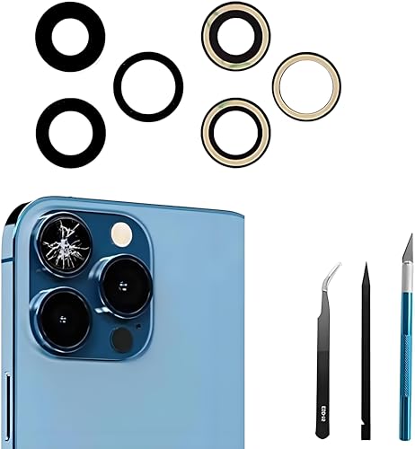 Dakexiong Rückkamera-Glaslinse Ersatz für iPhone 13 Pro/iPhone 13 Pro Max, für iPhone 13Pro / iPhone 13 Pro Max Back Rück Kamera Glas Linse Ersatz, mit Reparaturwerkzeug Kit