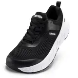 FitVille Laufschuhe Herren Extra Weit Sportschuhe Atmungsaktive Barfußschuhe Sneaker Breite Traillaufschuhe Leicht Joggingschuhe Bequeme Walking Schuhe Breite Füße,Schwarz mit Weiß,44 EU,Weit