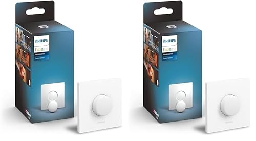 Philips Hue Smart Button für Hue Lichtsysteme, smarter Dimmer zur Steuerung von Leuchten, kabelloser Lichtschalter ohne Installation, weiß (Packung mit 2)