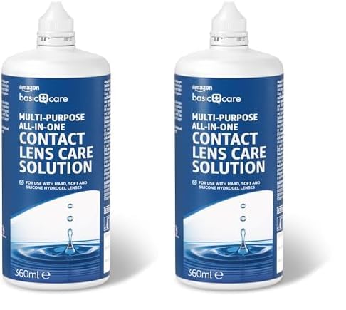 Amazon Basic Care – All-In-One Kontaktlinsenflüssigkeit, vielseitig einsetzbar, 3 x 360 ml (Packung mit 2)